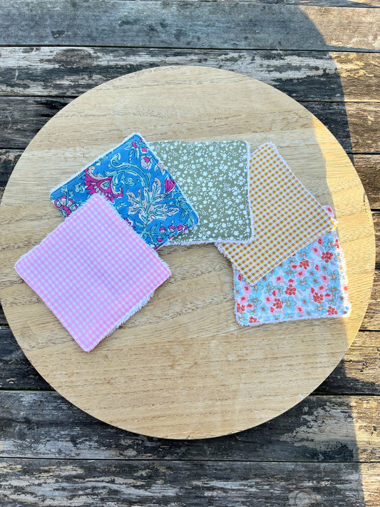 Lot de 5 cotons démaquillants réutilisables dépareillés